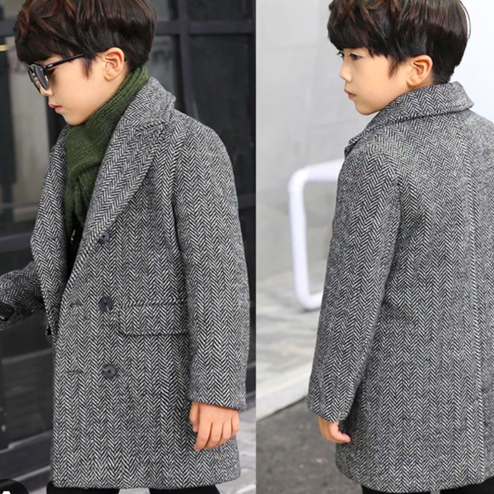 Zara Kids Wool Herringbone Manteco Peacoat. Size 7